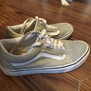 Vans-Light green and white low tops